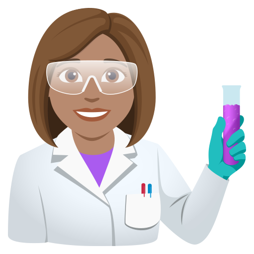 woman scientist: medium skin tone — JoyPixels