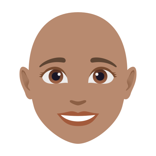 woman: medium skin tone, bald — JoyPixels