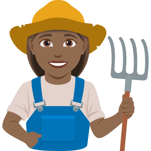 woman farmer: medium-dark skin tone — JoyPixels