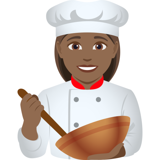 woman cook: medium-dark skin tone — JoyPixels