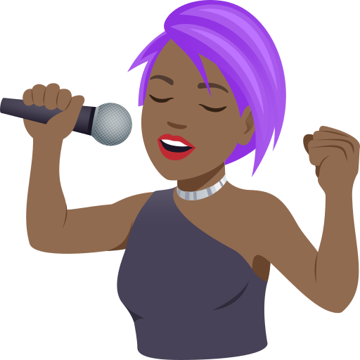 woman singer: medium-dark skin tone — JoyPixels