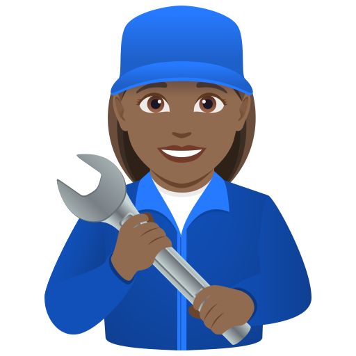 woman mechanic: medium-dark skin tone — JoyPixels