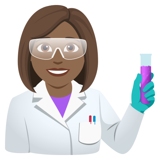 woman scientist: medium-dark skin tone — JoyPixels