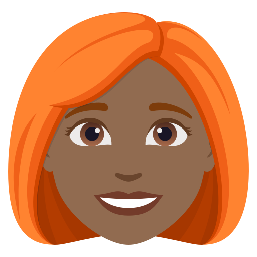 woman: medium-dark skin tone, red hair — JoyPixels