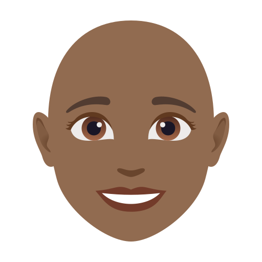 woman: medium-dark skin tone, bald — JoyPixels