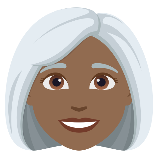 woman: medium-dark skin tone, white hair — JoyPixels
