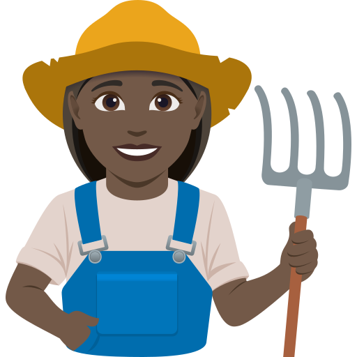 woman farmer: dark skin tone — JoyPixels