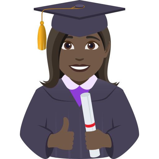woman student: dark skin tone — JoyPixels