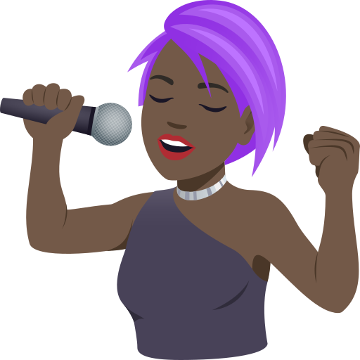 woman singer: dark skin tone — JoyPixels