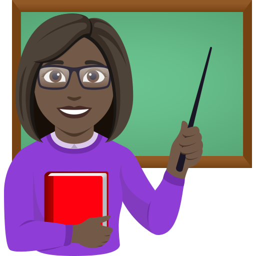woman teacher: dark skin tone — JoyPixels