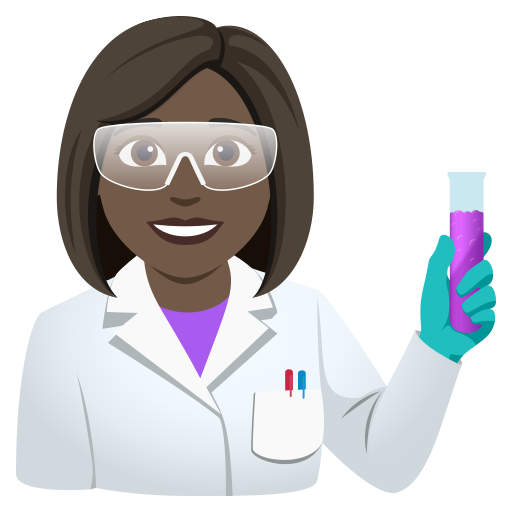 woman scientist: dark skin tone — JoyPixels