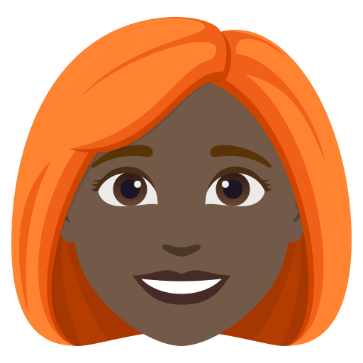 woman: dark skin tone, red hair — JoyPixels