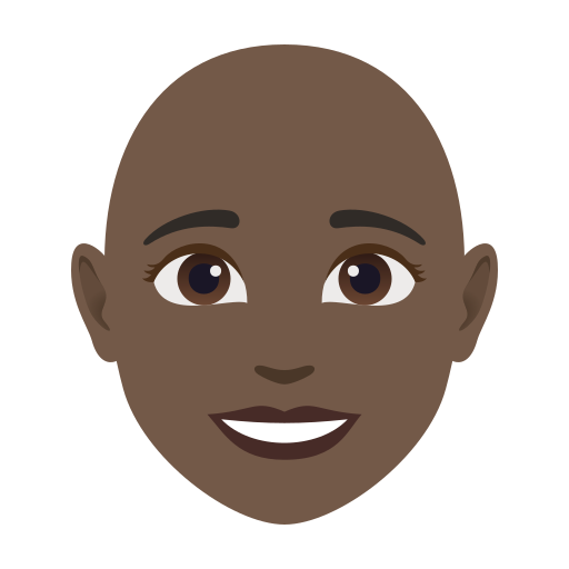 woman: dark skin tone, bald — JoyPixels