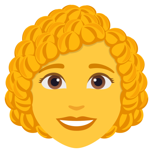 woman: curly hair — JoyPixels
