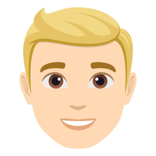 man: light skin tone, blond hair — JoyPixels