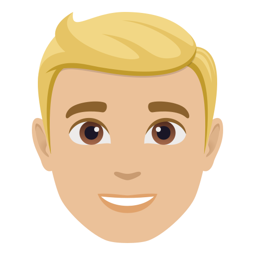 man: medium-light skin tone, blond hair — JoyPixels