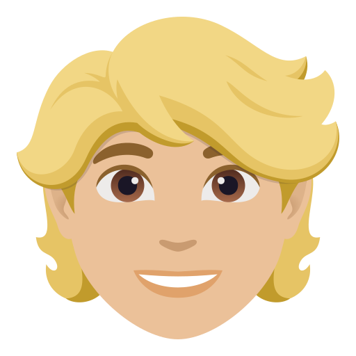 person: medium-light skin tone, blond hair — JoyPixels