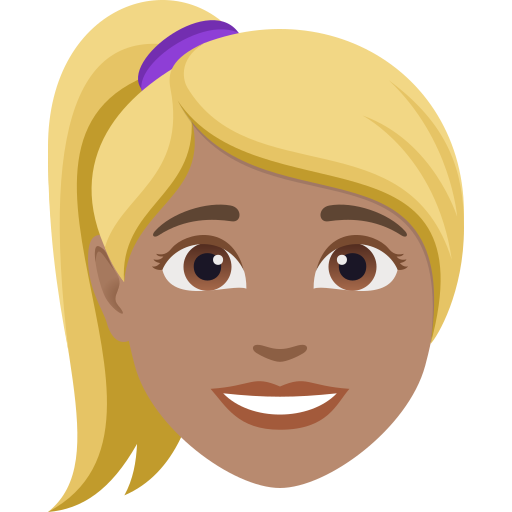 woman: medium skin tone, blond hair — JoyPixels