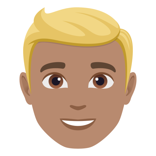 man: medium skin tone, blond hair — JoyPixels