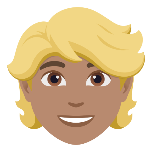 person: medium skin tone, blond hair — JoyPixels
