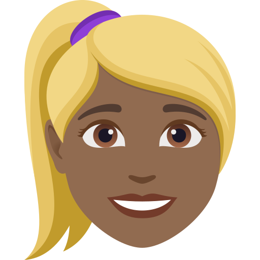 woman: medium-dark skin tone, blond hair — JoyPixels