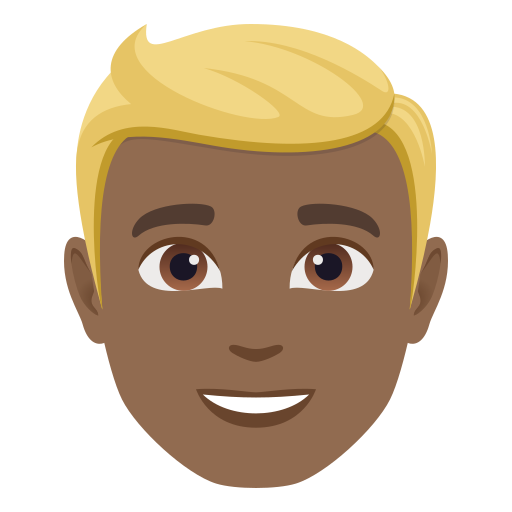 man: medium-dark skin tone, blond hair — JoyPixels