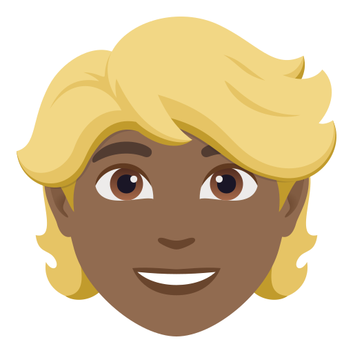 person: medium-dark skin tone, blond hair — JoyPixels