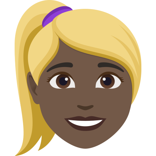 woman: dark skin tone, blond hair — JoyPixels