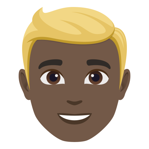 man: dark skin tone, blond hair — JoyPixels