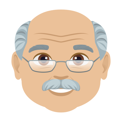 old man: medium-light skin tone — JoyPixels