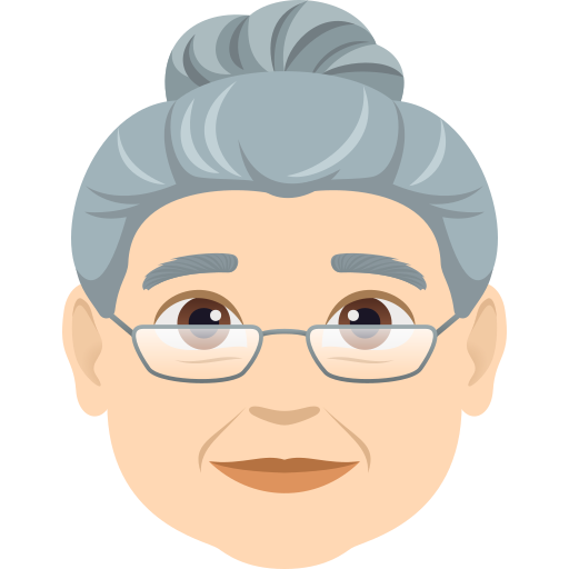 old woman: light skin tone — JoyPixels