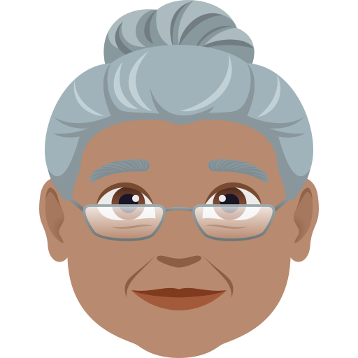 old woman: medium skin tone — JoyPixels