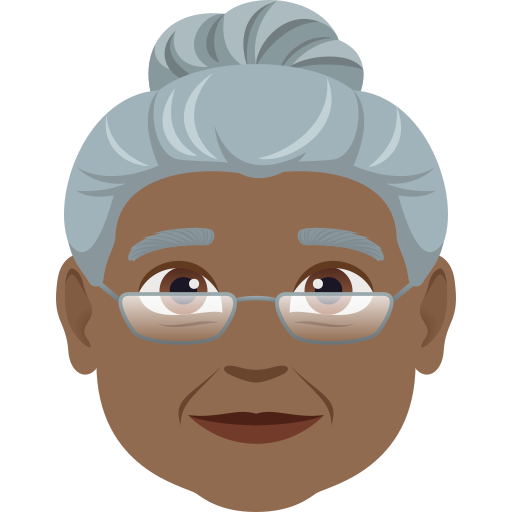 old woman: medium-dark skin tone — JoyPixels