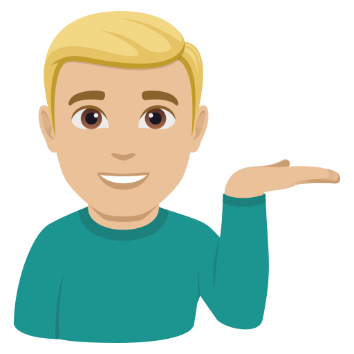 man tipping hand: medium-light skin tone — JoyPixels