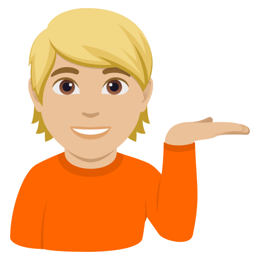 person tipping hand: medium-light skin tone — JoyPixels
