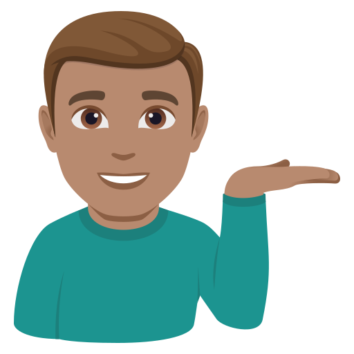 man tipping hand: medium skin tone — JoyPixels
