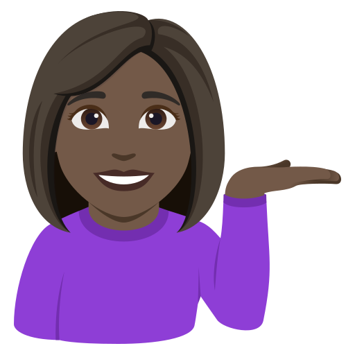 woman tipping hand: dark skin tone — JoyPixels
