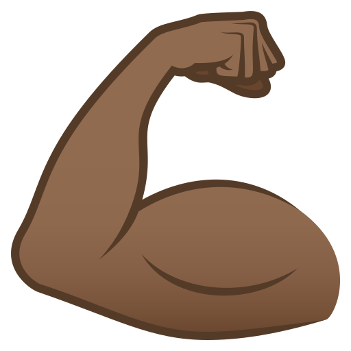 flexed biceps: medium-dark skin tone — JoyPixels