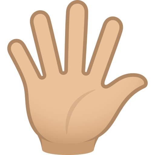 hand with fingers splayed: medium-light skin tone — JoyPixels