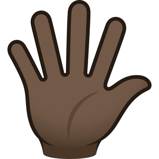 hand with fingers splayed: dark skin tone — JoyPixels