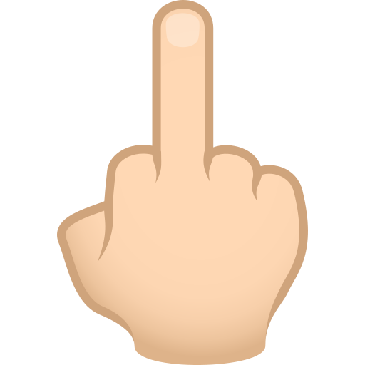 middle finger: light skin tone — JoyPixels