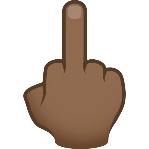 middle finger: medium-dark skin tone — JoyPixels