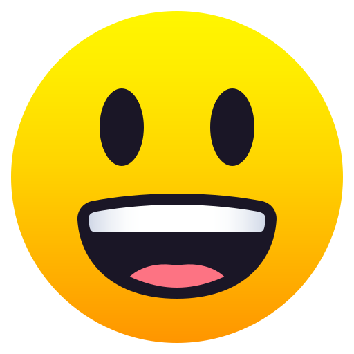 Grinning Face with Big Eyes as drawn by JoyPixels in 10.0
