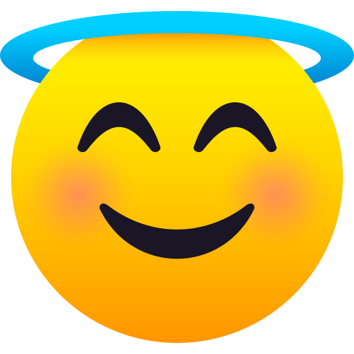 Smiling Face with Halo as drawn by JoyPixels in 10.0