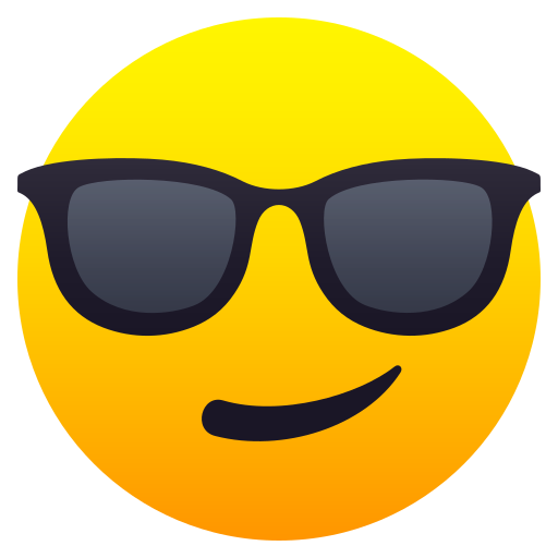 Smiling Face with Sunglasses as drawn by JoyPixels in 10.0