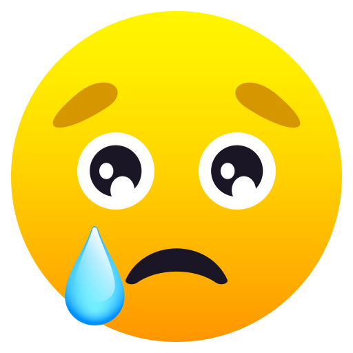 Crying Face as drawn by JoyPixels in 10.0
