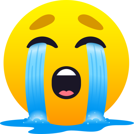 Loudly Crying Face as drawn by JoyPixels in 10.0