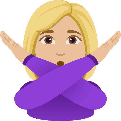 woman gesturing NO: medium-light skin tone — JoyPixels