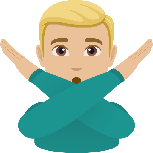 man gesturing NO: medium-light skin tone — JoyPixels