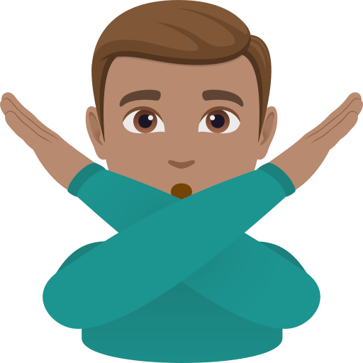 man gesturing NO: medium skin tone — JoyPixels